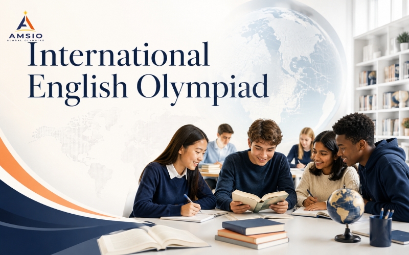 What Skills Does the AMSIO International English Competition Assess in Students?