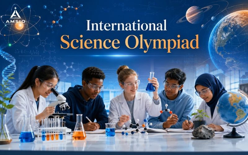 What Skills Does the AMSIO International Science Competition Assess in Students?